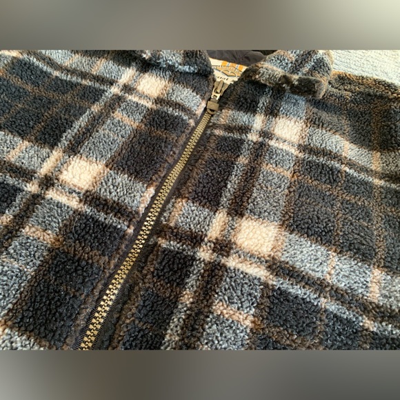 EUC Bullhead VINTAGE Sherpa Fleece Lined Mens Full Zip Jacket Brown Plaid XL - Picture 4 of 14